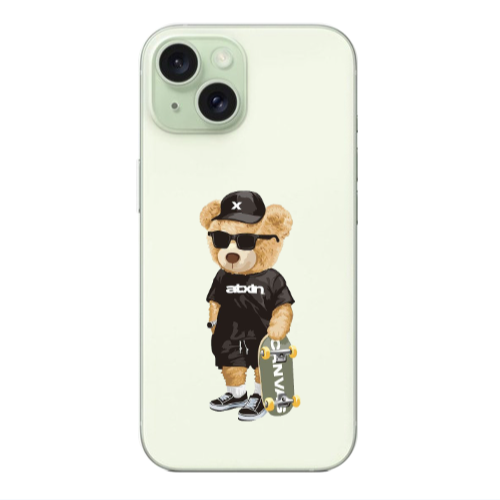 Apple iPhone 15 Bear with glasses Transparent Silicone TPU Θήκη