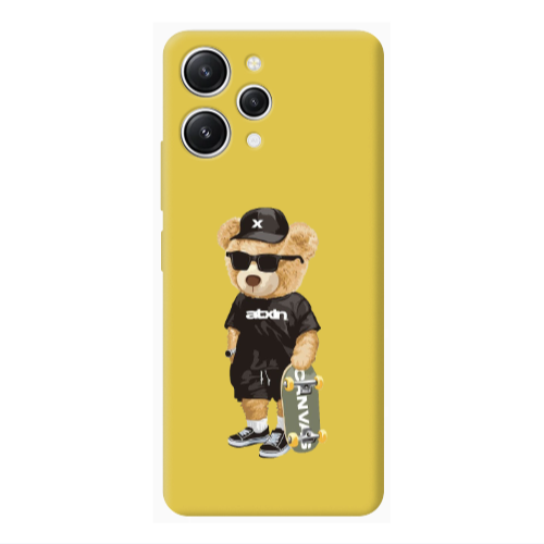 Xiaomi Redmi 12 Bear with glasses Yellow Colored Silicone TPU Θήκη