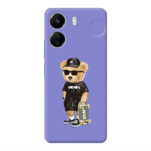 Xiaomi Redmi 13C Bear with glasses Purple Colored Silicone TPU Θήκη