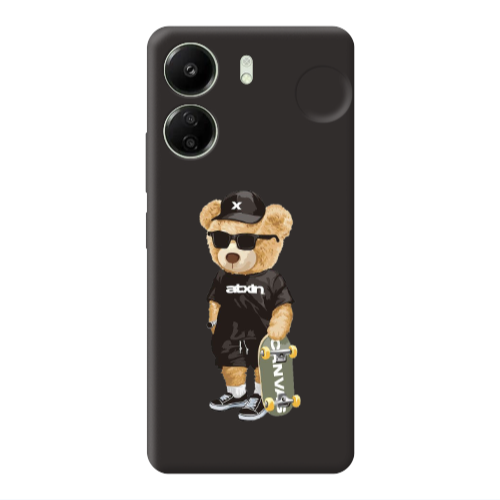 Xiaomi Redmi 13C Bear with glasses Black Colored Silicone TPU Θήκη