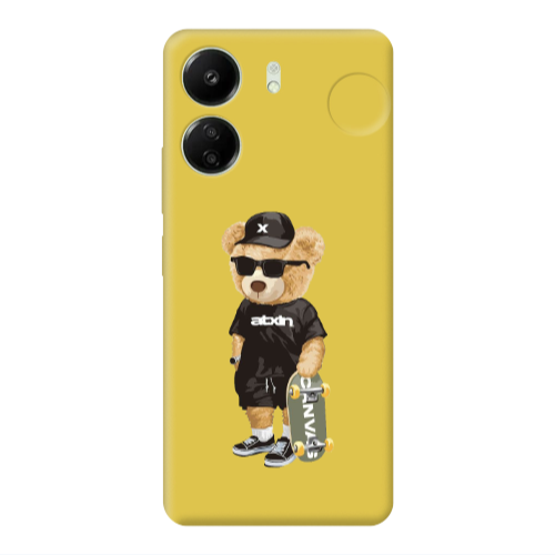 Xiaomi Redmi 13C Bear with glasses Yellow Colored Silicone TPU Θήκη