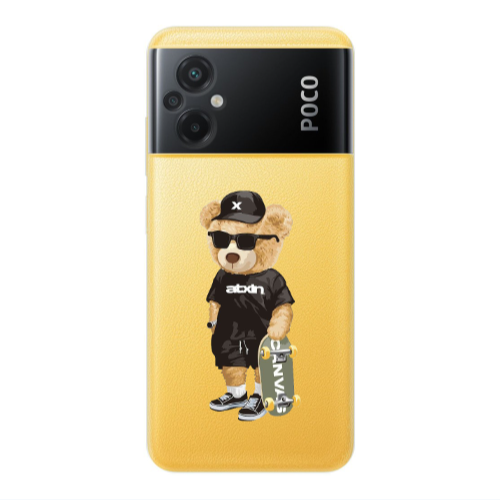 Xiaomi Poco M5 Bear with glasses Transparent Silicone TPU Θήκη