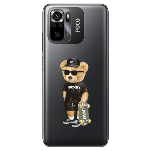 Xiaomi Poco M5 s Bear with glasses Transparent Silicone TPU Θήκη