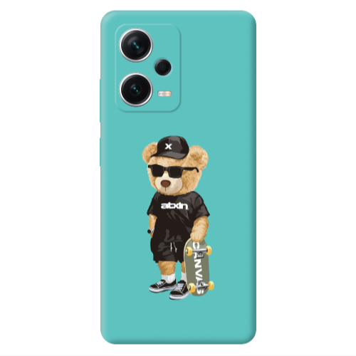 Xiaomi Poco X5 Bear with glasses Turquoise Colored Silicone TPU Θήκη