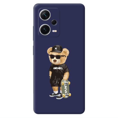 Xiaomi Poco X5 Bear with glasses Dark blue Colored Silicone TPU Θήκη