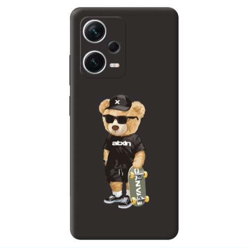 Xiaomi Poco X5 Bear with glasses Black Colored Silicone TPU Θήκη