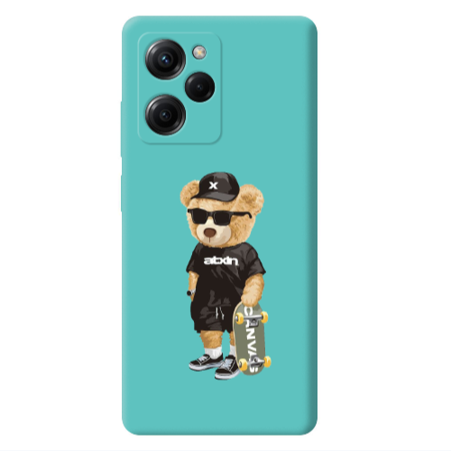 Xiaomi Poco X5 Pro Bear with glasses Turquoise Colored Silicone TPU Θήκη