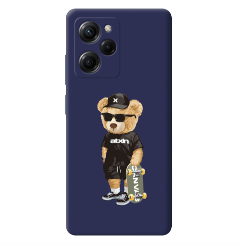 Xiaomi Poco X5 Pro Bear with glasses Dark blue Colored Silicone TPU Θήκη