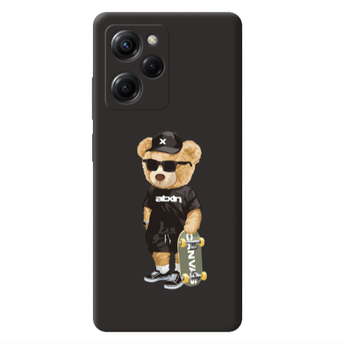 Xiaomi Poco X5 Pro Bear with glasses Black Colored Silicone TPU Θήκη