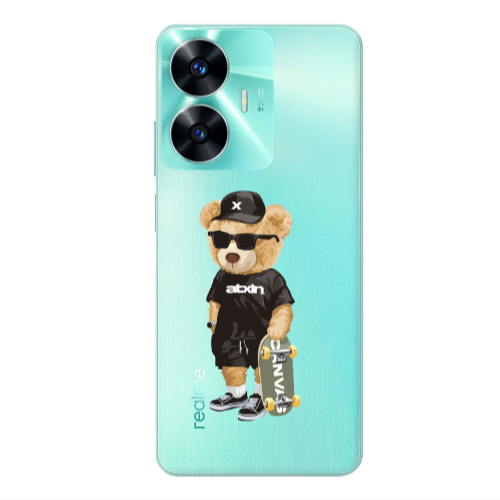Realme C55 Bear with glasses Transparent Silicone TPU Θήκη