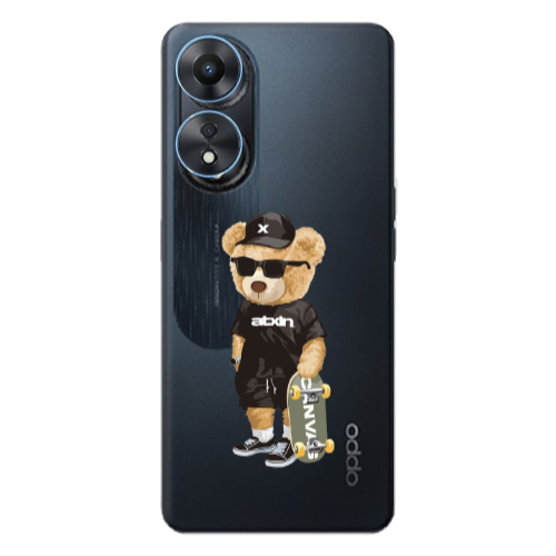 Oppo A 98 Bear with glasses Transparent Silicone TPU Θήκη