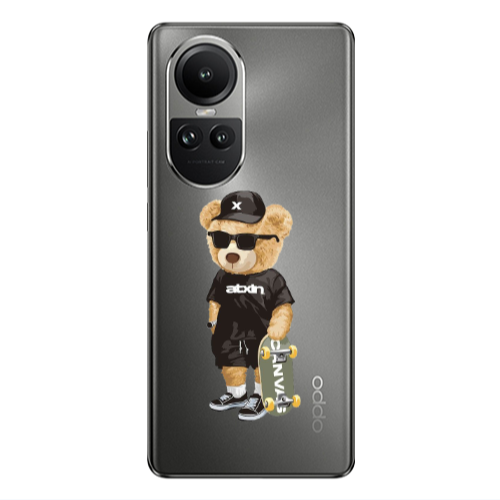 Oppo Reno10 5G Bear with glasses Transparent Silicone TPU Θήκη