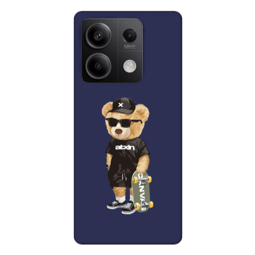 Xiaomi Redmi Note 13 5G Bear with glasses Dark blue Colored Silicone TPU Θήκη