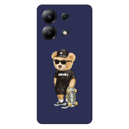 Xiaomi Redmi Note 13 4G Bear with glasses Dark blue Colored Silicone TPU Θήκη