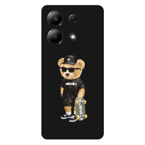 Xiaomi Redmi Note 13 4G Bear with glasses Black Colored Silicone TPU Θήκη