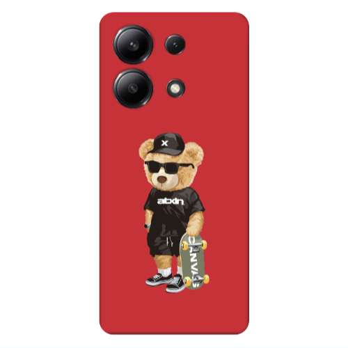 Xiaomi Redmi Note 13 4G Bear with glasses Red Colored Silicone TPU Θήκη