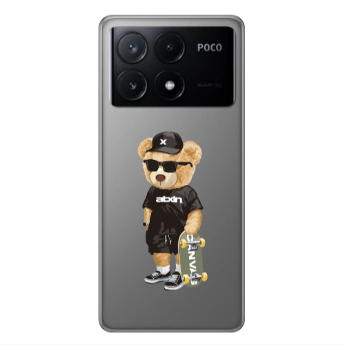 Xiaomi Poco X6Pro 5G Bear with glasses Transparent Silicone TPU Θήκη