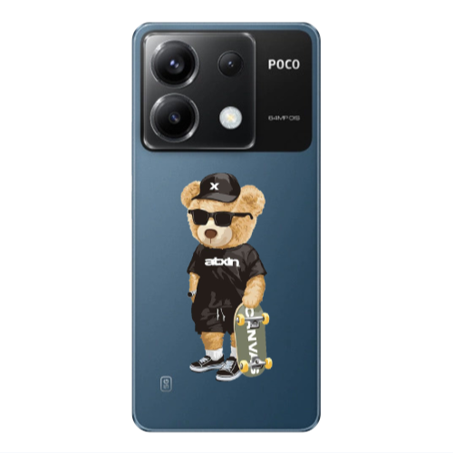 Xiaomi Poco X6 5G Bear with glasses Transparent Silicone TPU Θήκη