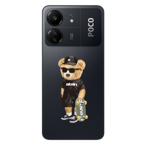 Xiaomi Poco C65 Bear with glasses Transparent Silicone TPU Θήκη