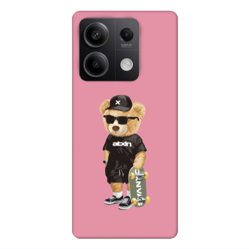 Xiaomi Redmi Note 13Pro 5G Bear with glasses Pink Colored Silicone TPU Θήκη