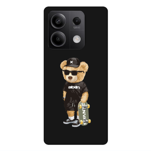 Xiaomi Redmi Note 13Pro 5G Bear with glasses Black Colored Silicone TPU Θήκη