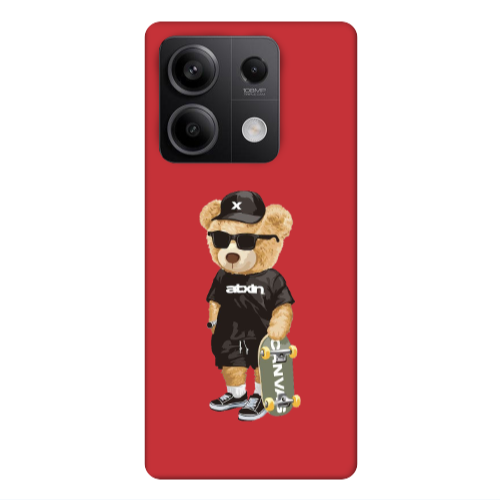 Xiaomi Redmi Note 13Pro 5G Bear with glasses Red Colored Silicone TPU Θήκη