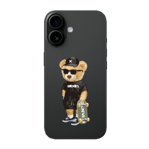 Apple Iphone 16 Bear with glasses Transparent Silicone TPU Θήκη