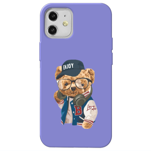 Apple iPhone 12 Enjoy Purple Colored Silicone TPU Θήκη