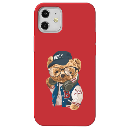 Apple iPhone 12 Enjoy Red Colored Silicone TPU Θήκη