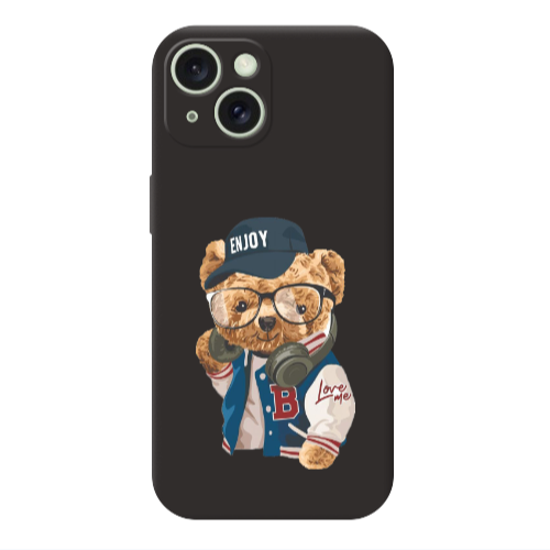 Apple iPhone 15 Enjoy Black Colored Silicone TPU Θήκη