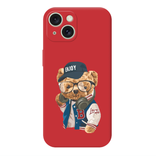Apple iPhone 15 Enjoy Red Colored Silicone TPU Θήκη