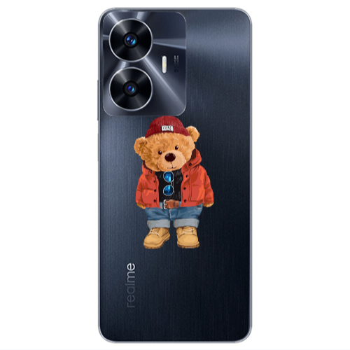 Realme Note 50 Bear in a hat Transparent Silicone TPU Θήκη