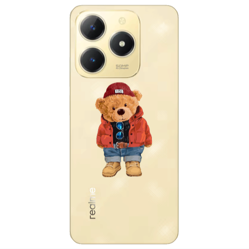 Realme C61 Bear in a hat Transparent Silicone TPU Θήκη