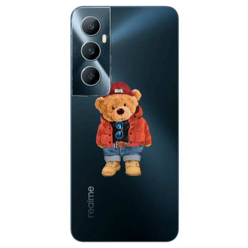 Realme C65 Bear in a hat Transparent Silicone TPU Θήκη