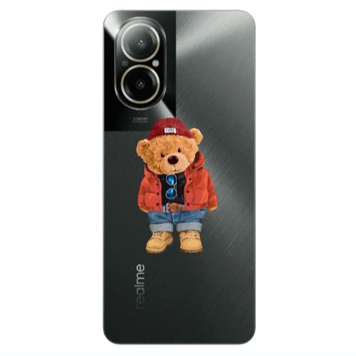 Realme C67 Bear in a hat Transparent Silicone TPU Θήκη