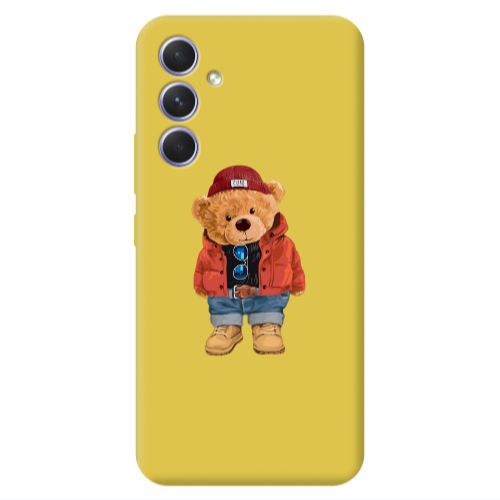 Samsung A56 Bear in a hat Yellow Colored Silicone TPU Θήκη