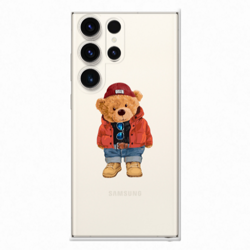 Samsung S25 Ultra Bear in a hat Transparent Silicone TPU Θήκη