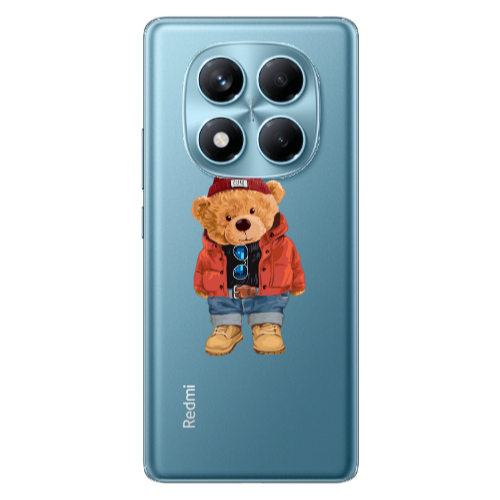 Xiaomi Redmi Note 14 Pro Bear in a hat Transparent Silicone TPU Θήκη