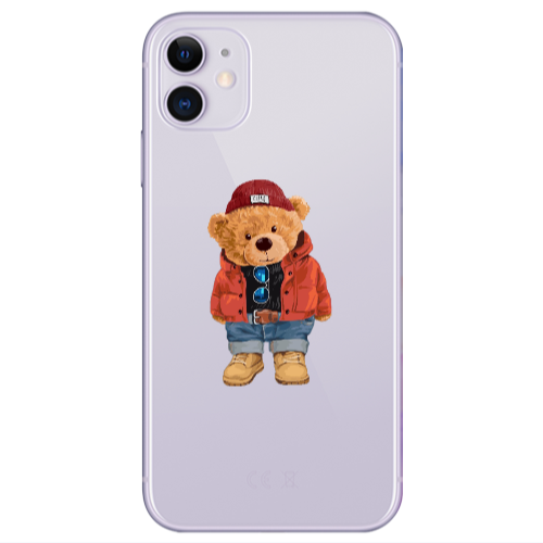 Apple iPhone 11  Bear in a hat Transparent Silicone TPU Θήκη