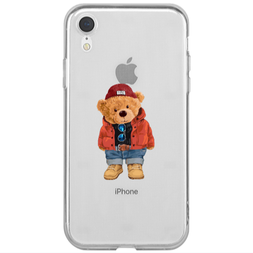 Apple iPhone Xr Bear in a hat Transparent Silicone TPU Θήκη