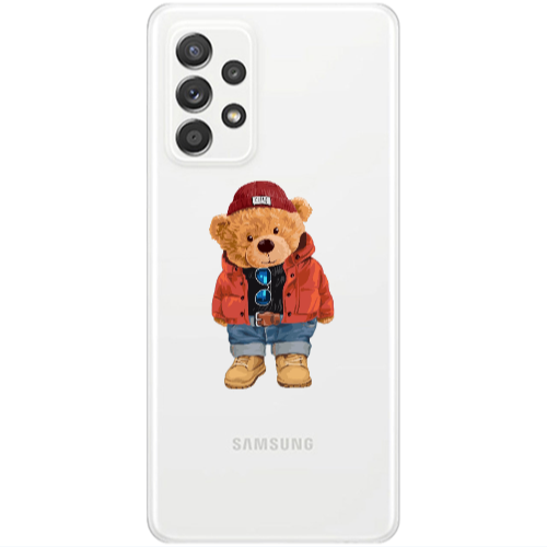 Samsung A52 Bear in a hat Transparent Silicone TPU Θήκη