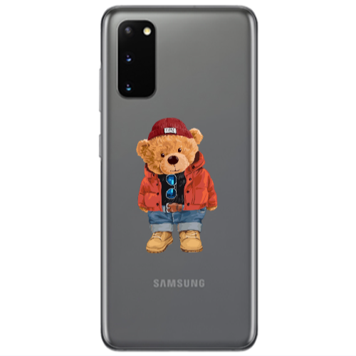 Samsung S20 Bear in a hat Transparent Silicone TPU Θήκη