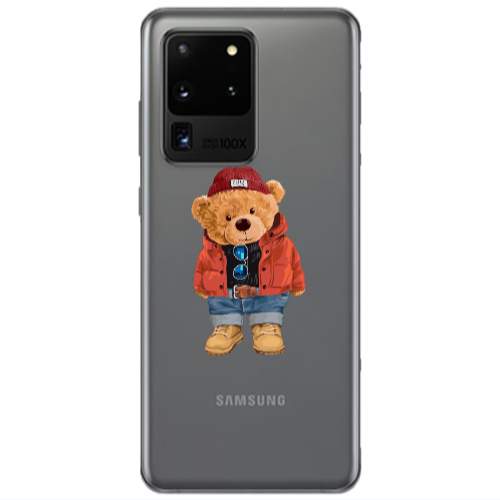 Samsung S20 Ultra Bear in a hat Transparent Silicone TPU Θήκη