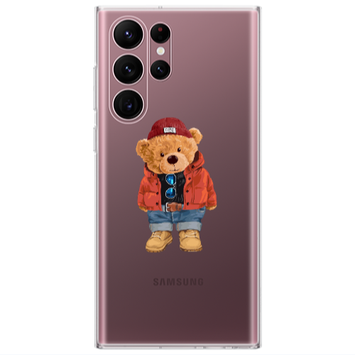 Samsung S22 Ultra Bear in a hat Transparent Silicone TPU Θήκη