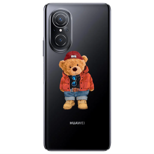 Huawei Nova 9 SE Bear in a hat Transparent Silicone TPU Θήκη