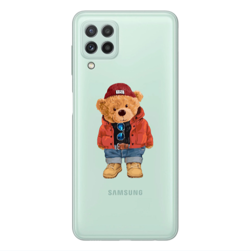 Samsung A22 4G Bear in a hat Transparent Silicone TPU Θήκη
