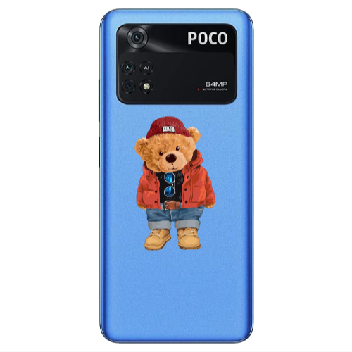 Xiaomi Poco M4 Pro 4G Bear in a hat Transparent Silicone TPU Θήκη