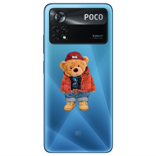 Xiaomi Poco X4 Pro Bear in a hat Transparent Silicone TPU Θήκη