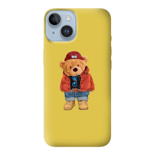 Apple iPhone 14 Plus Bear in a hat Yellow Colored Silicone TPU Θήκη