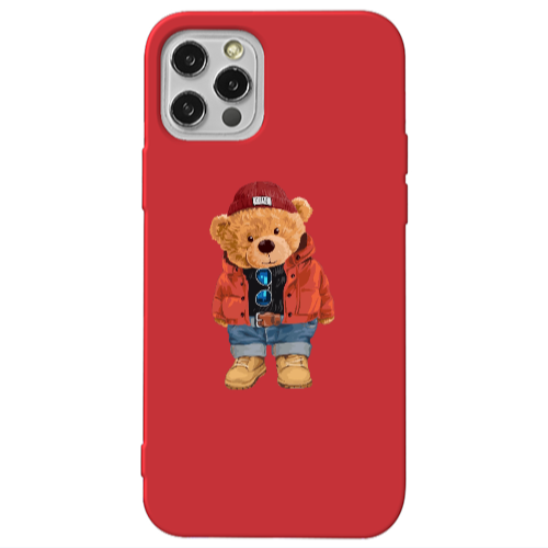Apple iPhone 13 Pro Bear in a hat Red Colored Silicone TPU Θήκη